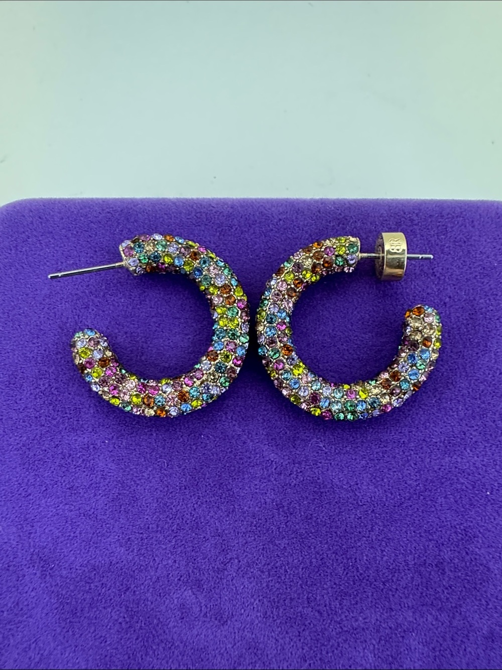💛 Classic Banana Republic Multicolor Crystal Hoop Earrings | Designer Fashion